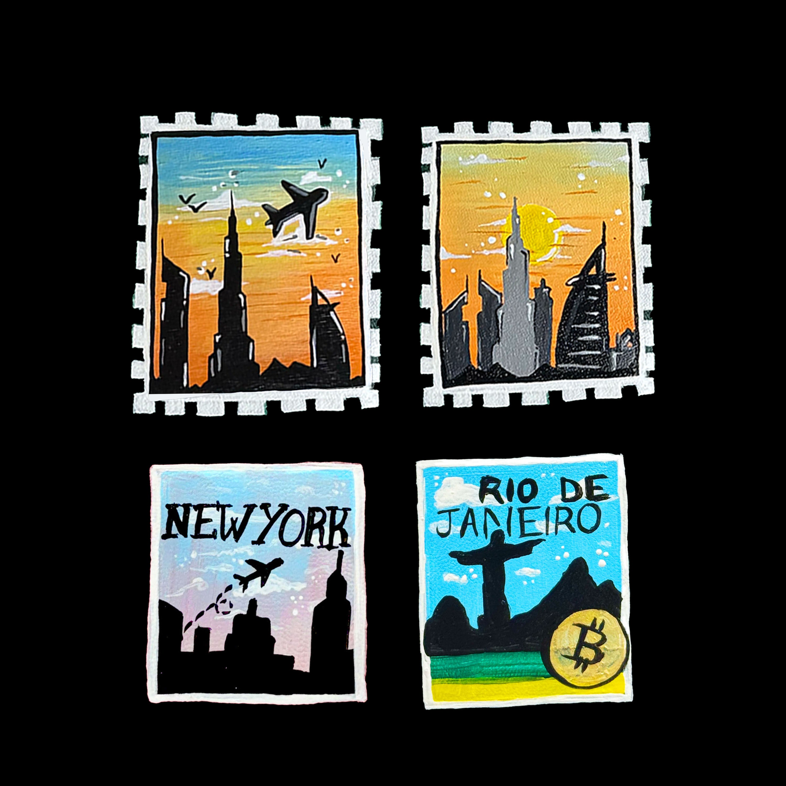 Magnetic Card Holder - Travel Stamp Edition